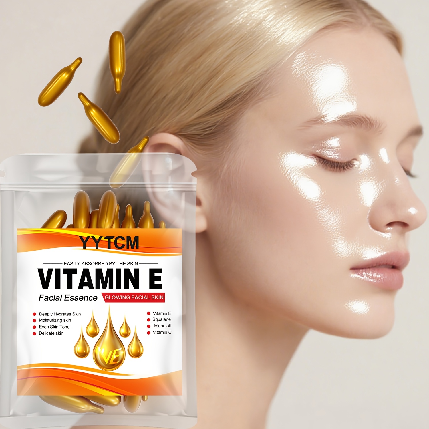 Vitamin C Serum Face - Esensi Kapsul Pelembap Dalam Vitamin E,