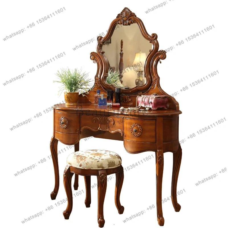 Beauty Makeup Vanity Set - Meja Rias yj9 Brown Storage Vanity