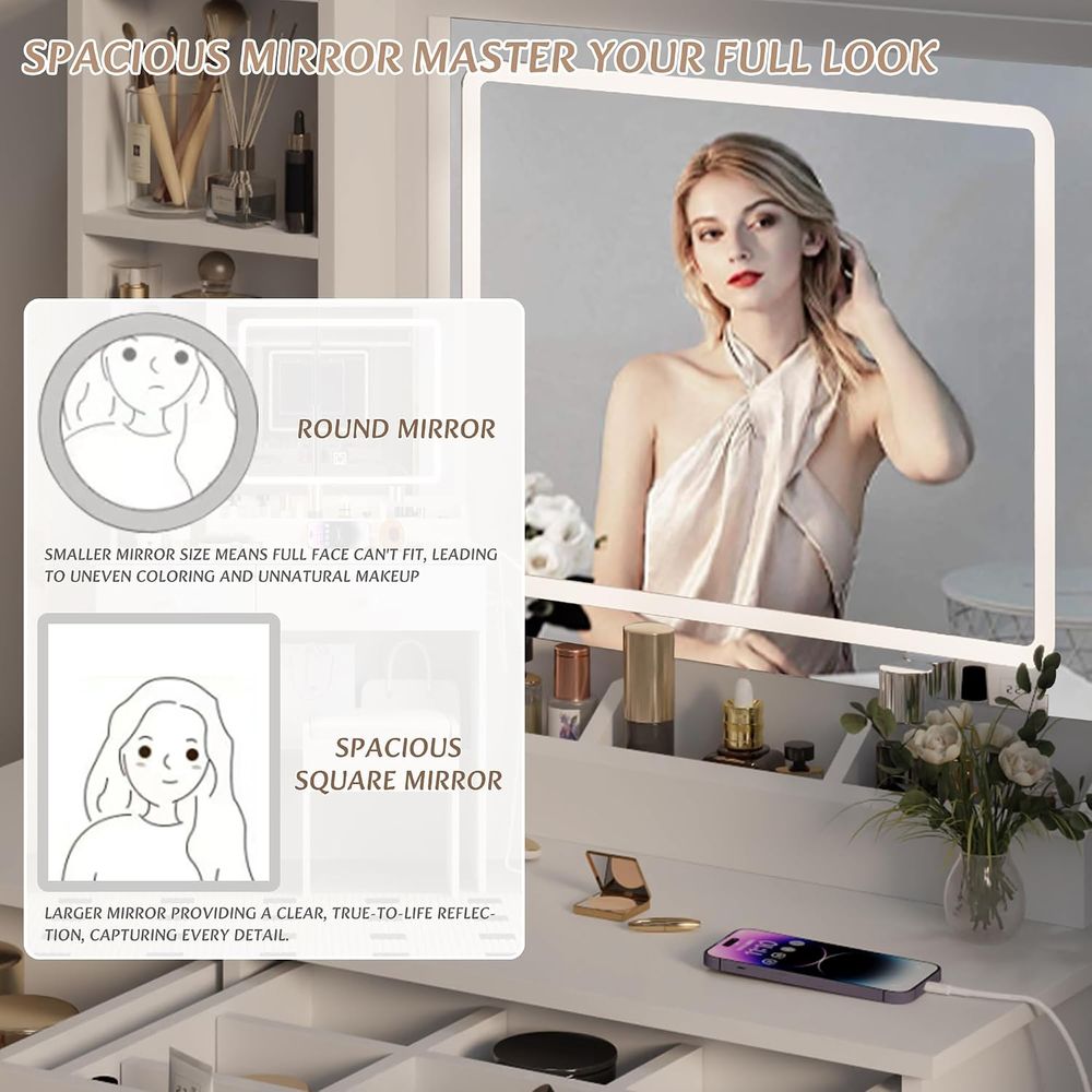 Set Meja Rias, Meja Rias denga - Beauty Makeup Vanity Set ulasan dan harga