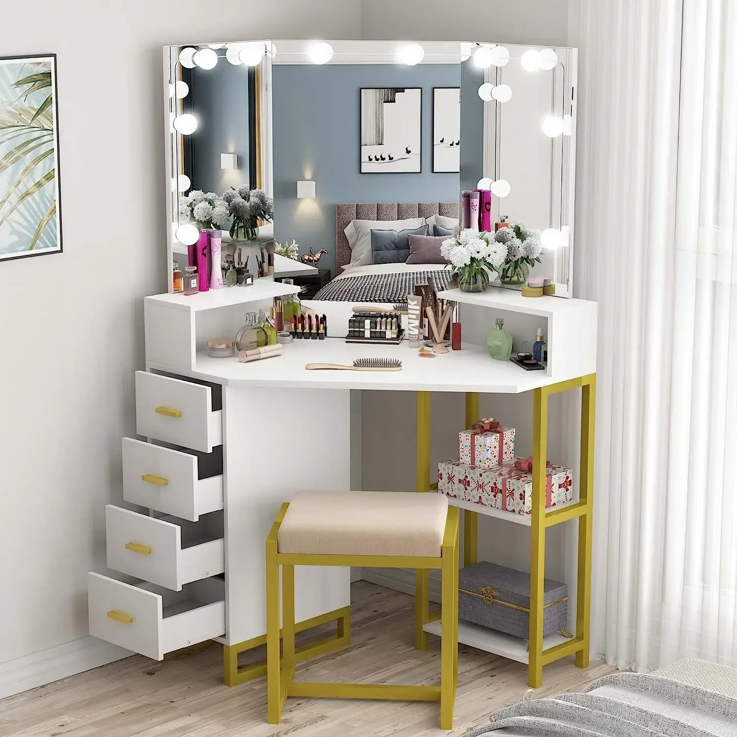 Set Meja Rias Cantik dengan Ce - Beauty Makeup Vanity Set ulasan dan harga
