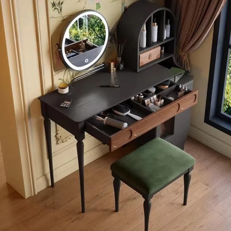 Meja Rias Hitam Italia dengan  - Beauty Makeup Vanity Set ulasan dan harga